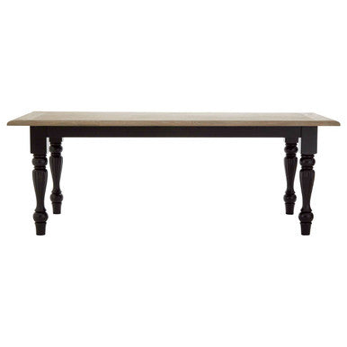 Natural Oak Veneer Wooden Dining Table with Black Carved Birchwood Legs | Kensington Townhouse