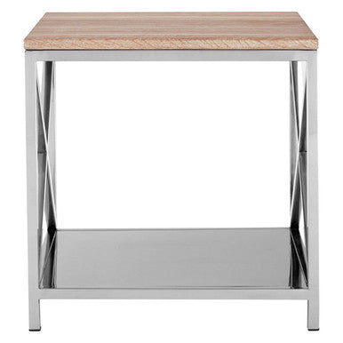 Natural Oak Wood Square Side Table with Metal Frame | Chiswick