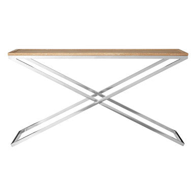 Silver and Natural Console Table with Metal Frame, Holland Park