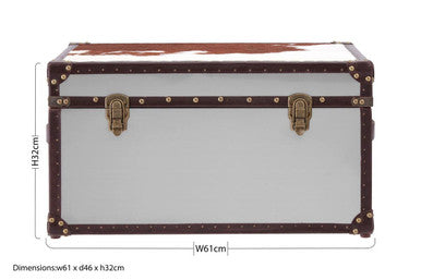 Brown and White Genuine Cowhide Storage Trunk | Kensington Townhouse