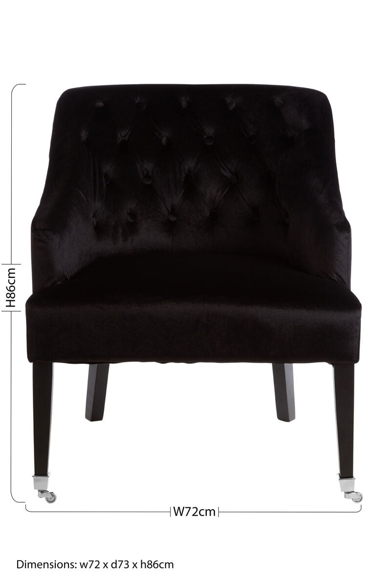 Darwin Black Velvet Chair with Button Tufting