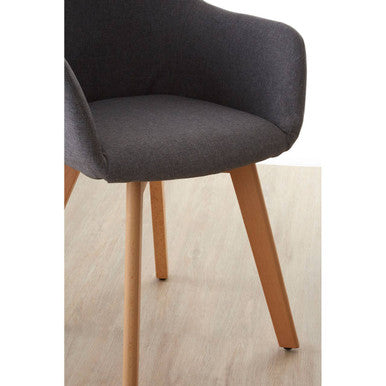 Stockholm Grey Fabric Chair With Wood Legs