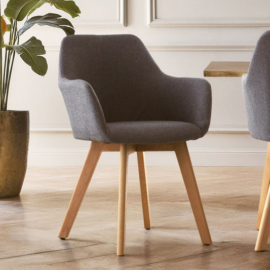 Stockholm Grey Fabric Chair With Wood Legs
