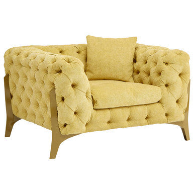Esme Pistachio Green Fabric Armchair with Button Tufting