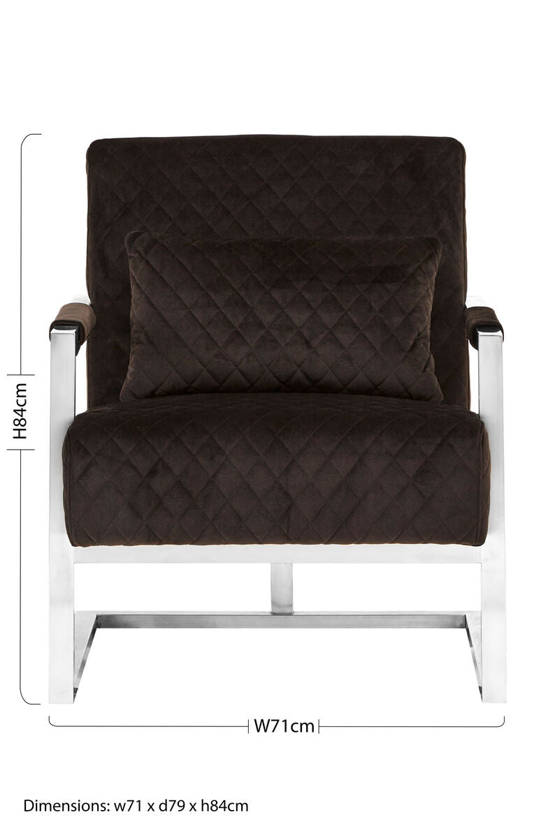 Gatsby Black Velvet Armchair with Polished Chrome Frame