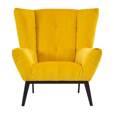 Maiko Yellow Fabric Armchair with Stitched Detail
