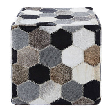 Leather Patchwork Pouffe | Safira