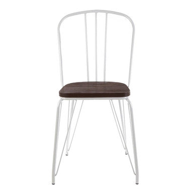 White Metal Frame with Elm Wood Dining Chair | District