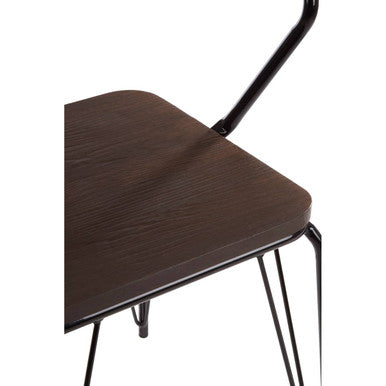 District Black Metal and Elm Wood Armchair with Hairpin Legs