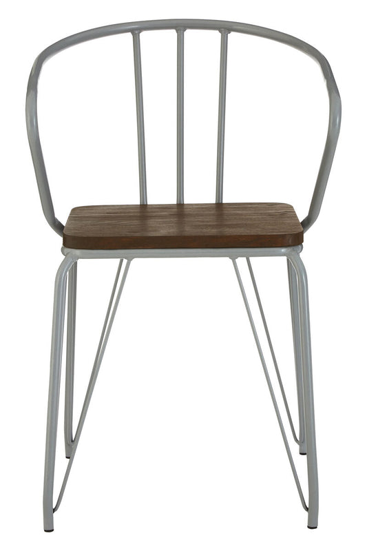District Grey Metal and Elm Wood Armchair with Hairpin Legs
