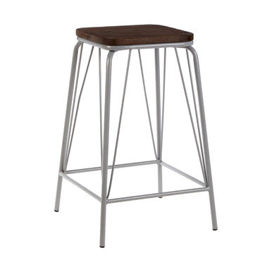 District Grey Elm Wood Stool with Metal Frame