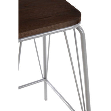 District Grey Elm Wood Stool with Metal Frame