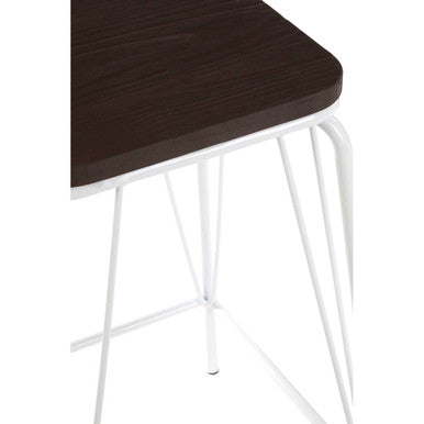 District White Elm Wood Stool with Metal Frame