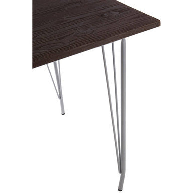 Grey Metal Legs and Brown Elm Wood Top Dining Table | District