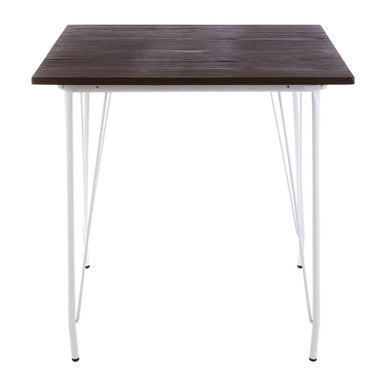 White Metal Legs and Brown Elm Wood Top Square Dining Table | District