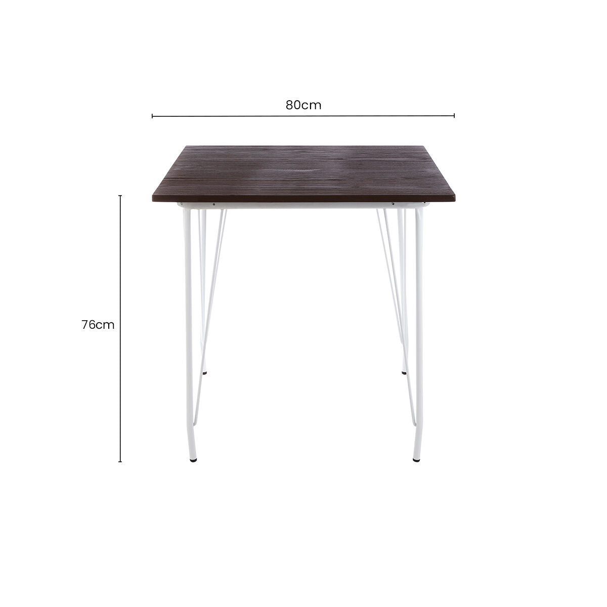 White Metal Legs and Brown Elm Wood Top Square Dining Table | District