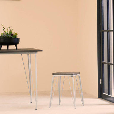 District Grey Metal And Elm Small Wood Stool