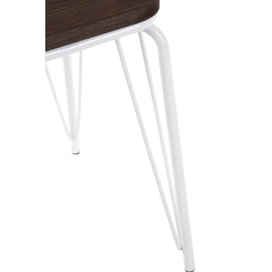 District White Wood Stool with Metal Legs