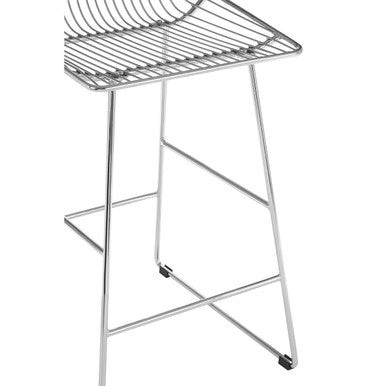 District Chrome Metal Wire Tapered Bar Chair