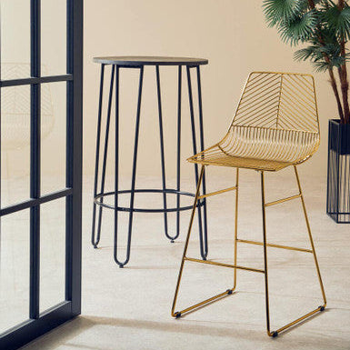 District Gold Metal Wire Tapered Bar Chair