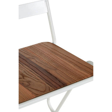 White Metal and Elm Wood Chair | District