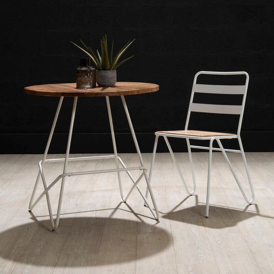 District White Metal Round Table