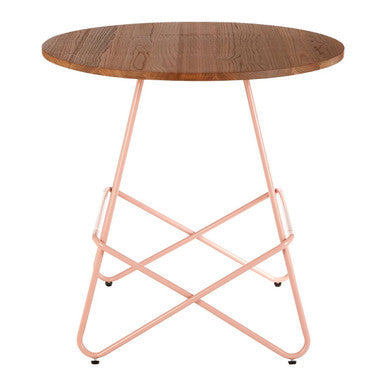 Pink Metal Legs and Natural Elm Wood Top Round Dining Table | District