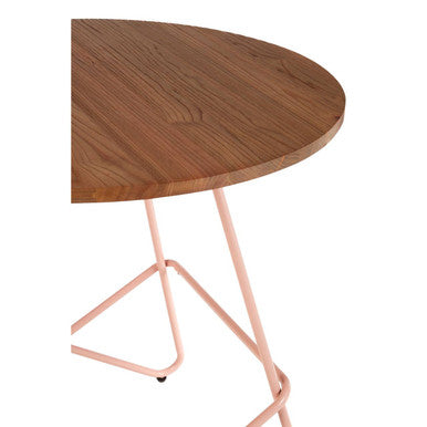 Pink Metal Legs and Natural Elm Wood Top Round Dining Table | District