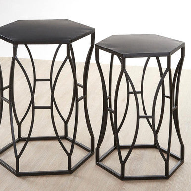 Avantis Set Of 2 Concave Black Side Tables