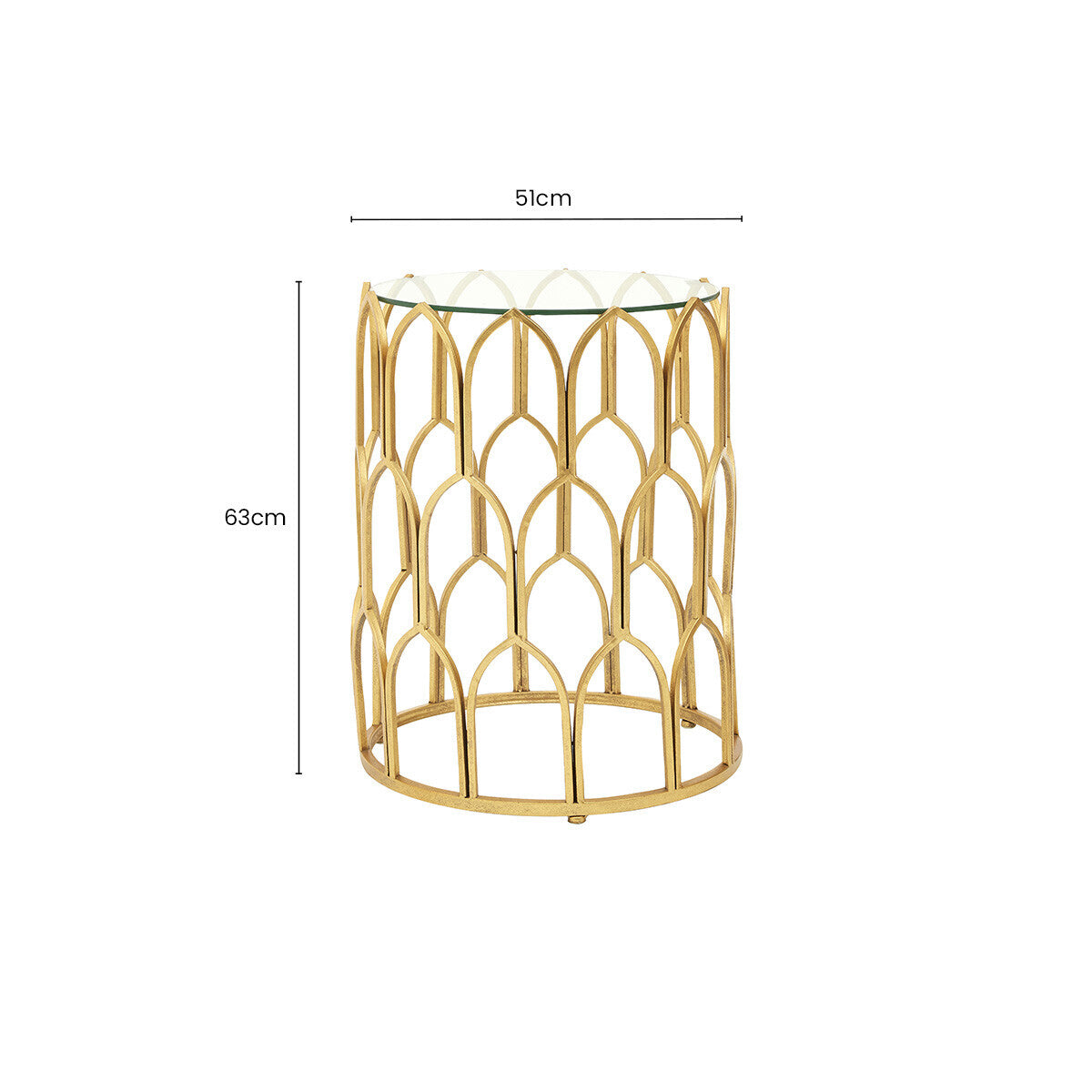 Gold Round Side Table with Geometric Design | Merlin