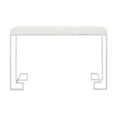 White High Gloss Wood Top Coffee Table with Silver Chrome Metal Leg | Allure