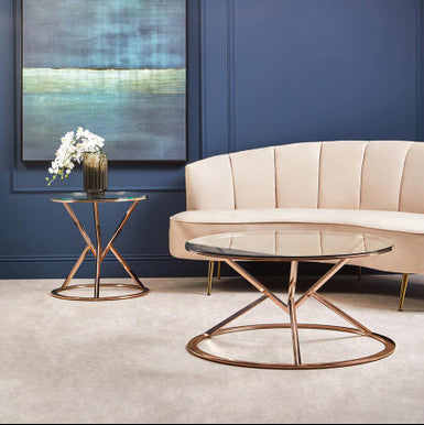 Allure Corseted Round Rose Gold Coffee Table