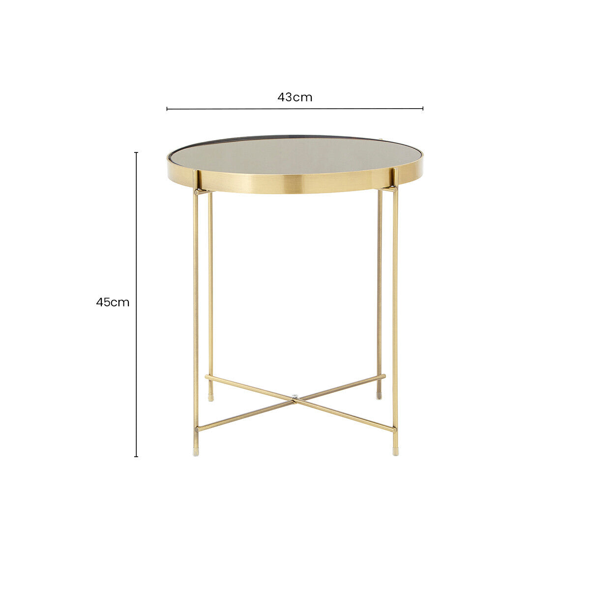 Black Mirror Side Table with Slim Tubular Metal Legs | Allure