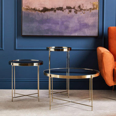 Allure Brushed Bronze Large Side Table with Black Mirror
