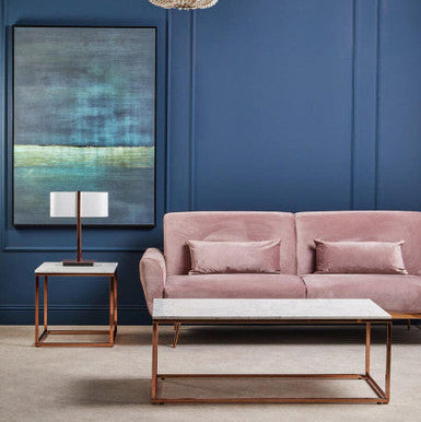 Allure Square White Marble And Rose Gold Square End Table