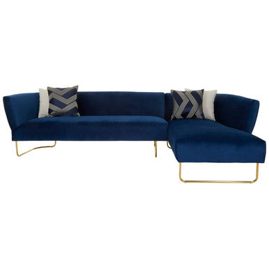 5 Seater Dark Blue Velvet corner-sofas, Renee