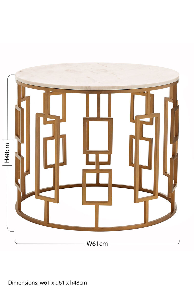 Shalimar White Marble Top Side Table With Gold Finish Base