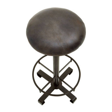 Buffalo Blue Leather Bar Stool with Footrest