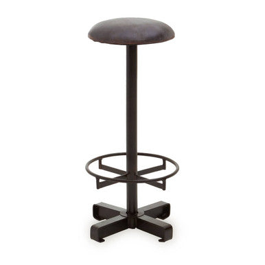 Buffalo Blue Leather Bar Stool with Footrest