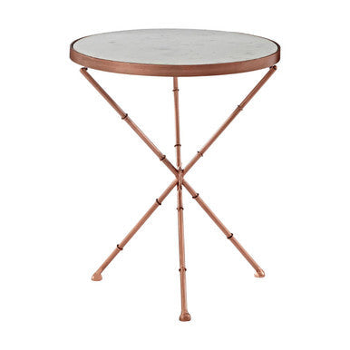 White Marble Top Cross Leg Table with Metal Finish | Nirav
