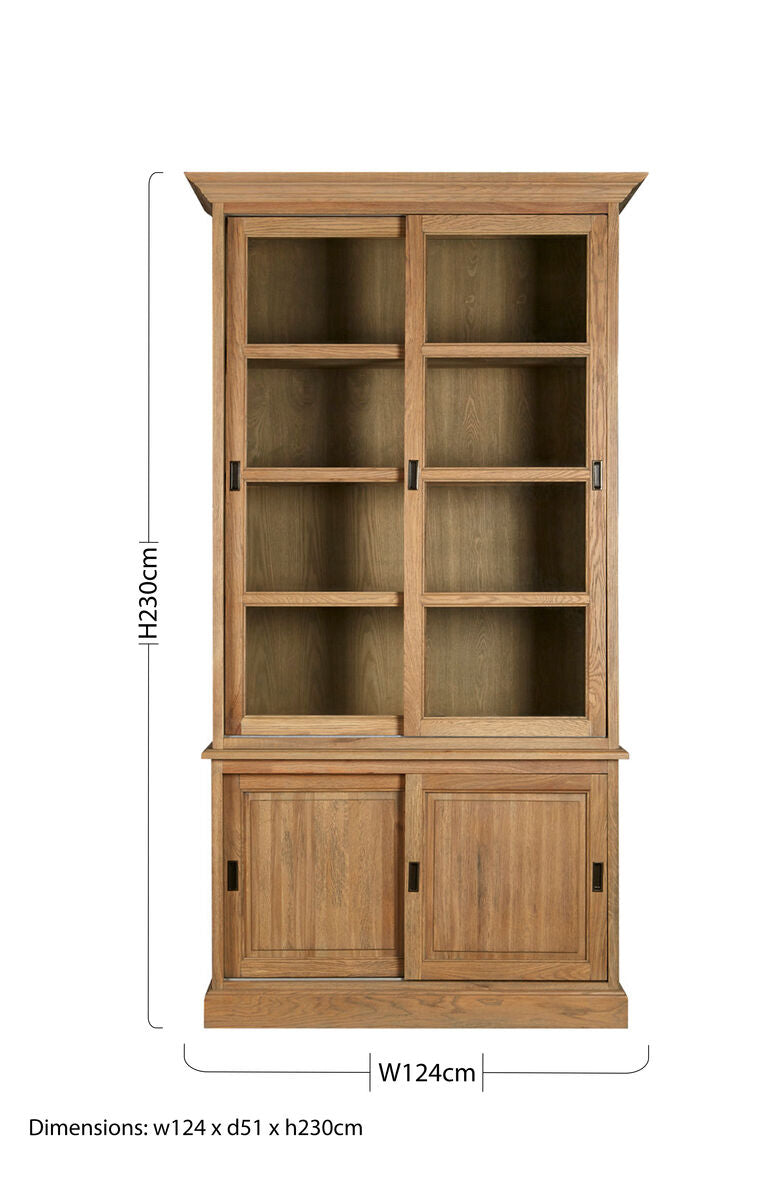 Oak Wood Tall Cabinet with Washed Grey Finish | Lyon