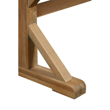Aged Grey Oak Dining Table with Prominent Silvery Grain and Crossed Base, Lyon