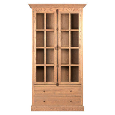 Lyon Washed Grey Finish Oak Wood Tall Cabinet