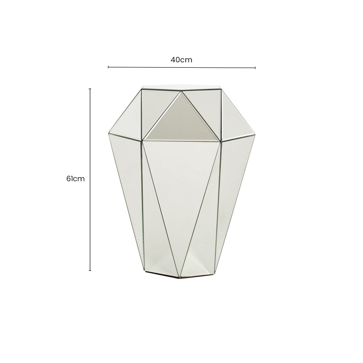 Silver Opulent Faceted Mirrored Side Table, Kensington Townhouse