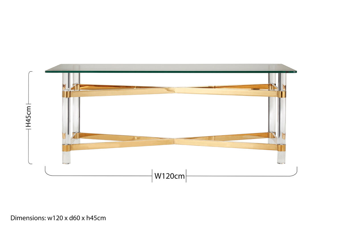 Glass Top Coffee Table with Acrylic Legs | Clarence