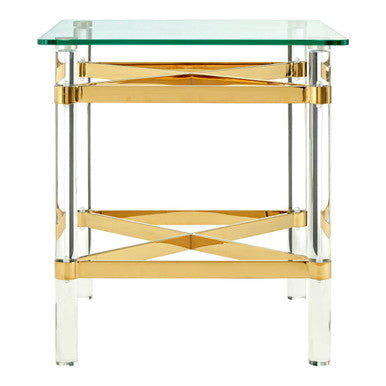 Glass Top Side Table with Acrylic Legs | Clarence