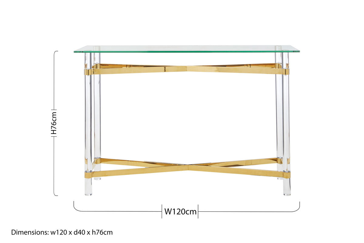 Glass Top Console Table with Acrylic Legs | Clarence