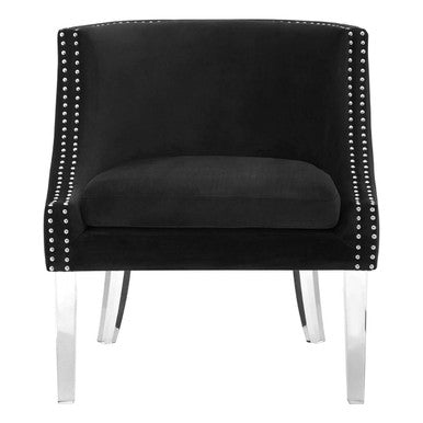 Clarence Black Velvet Chair with Stud Detail