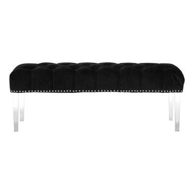 Clarence Black Velvet Bench with Button Tufting