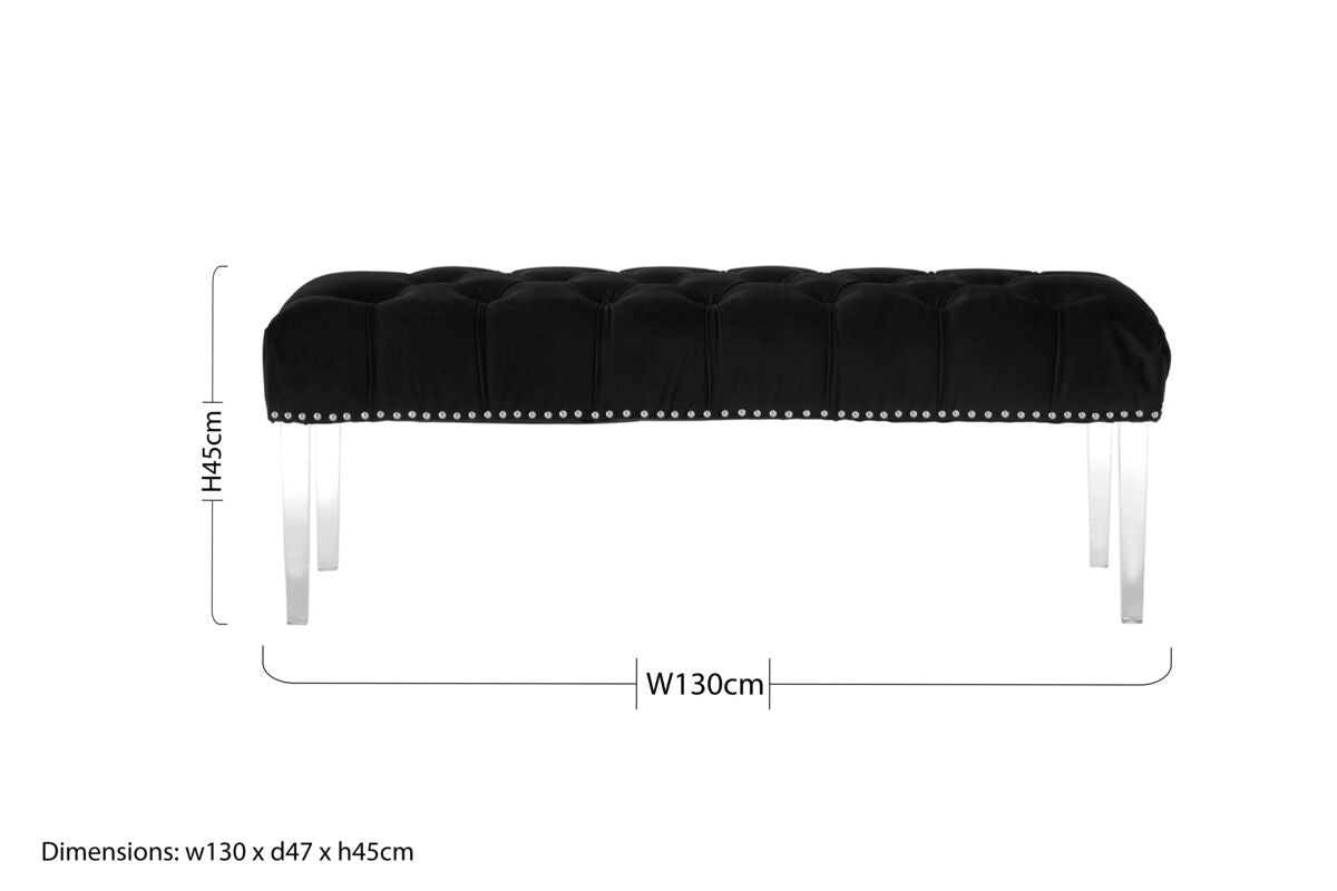 Clarence Black Velvet Bench with Button Tufting